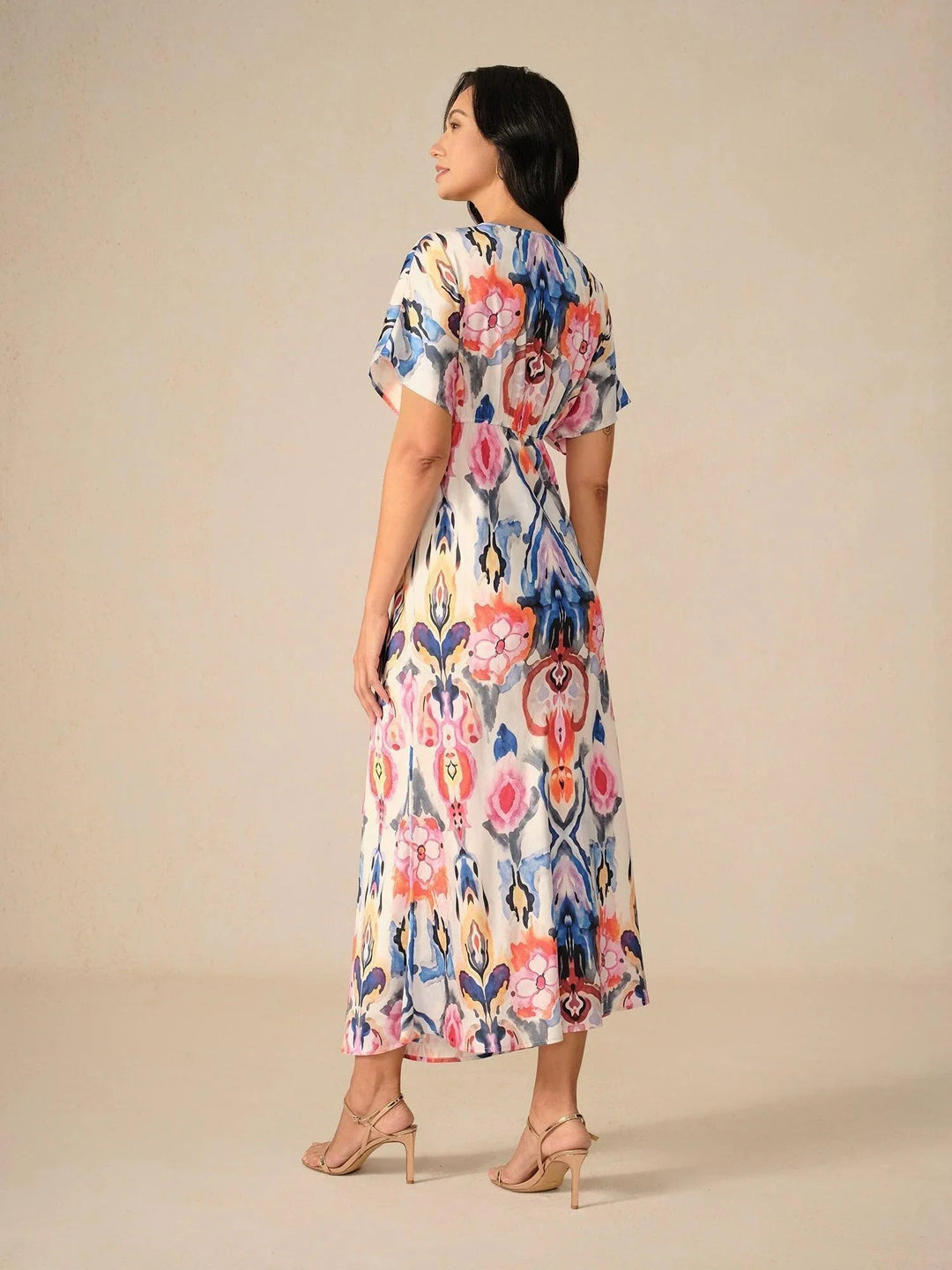 Satin Tie Dye Marble Print Maxi Dress