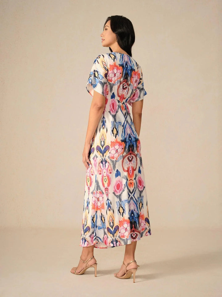 Satin Tie Dye Marble Print Maxi Dress