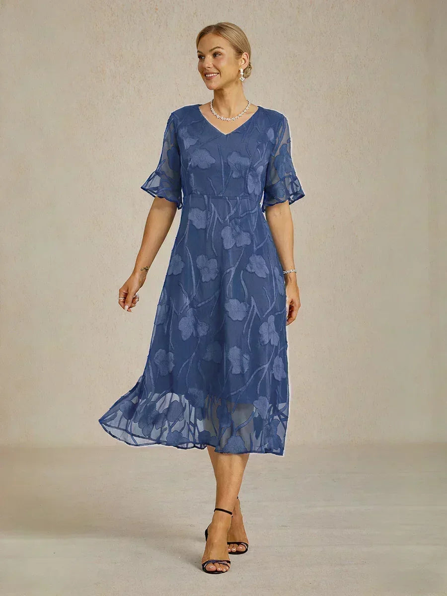 Ruffle Flutter Lace Maxi Dress