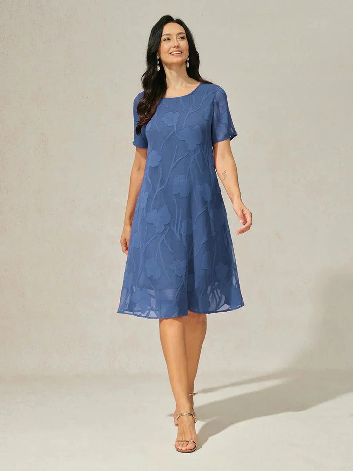 Floral Sheer Chiffon Knee-Length A Line Dress