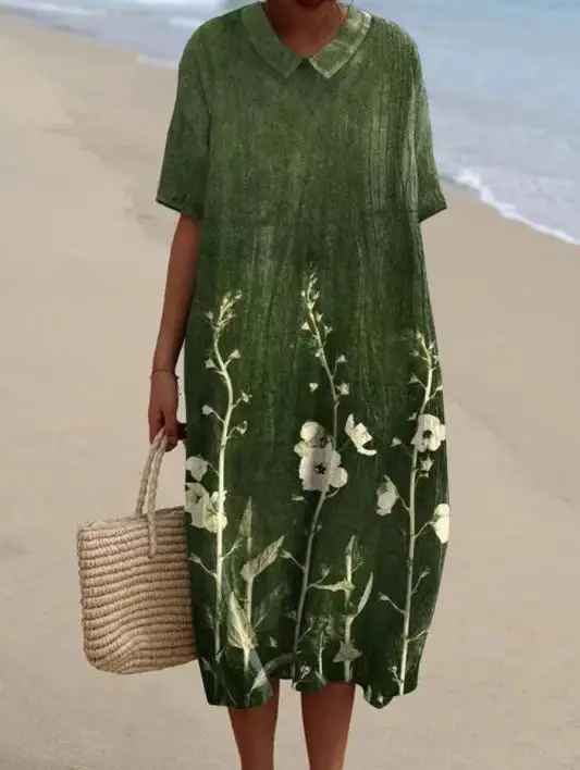 Vibrant Floral Garden Print Flowy Dress
