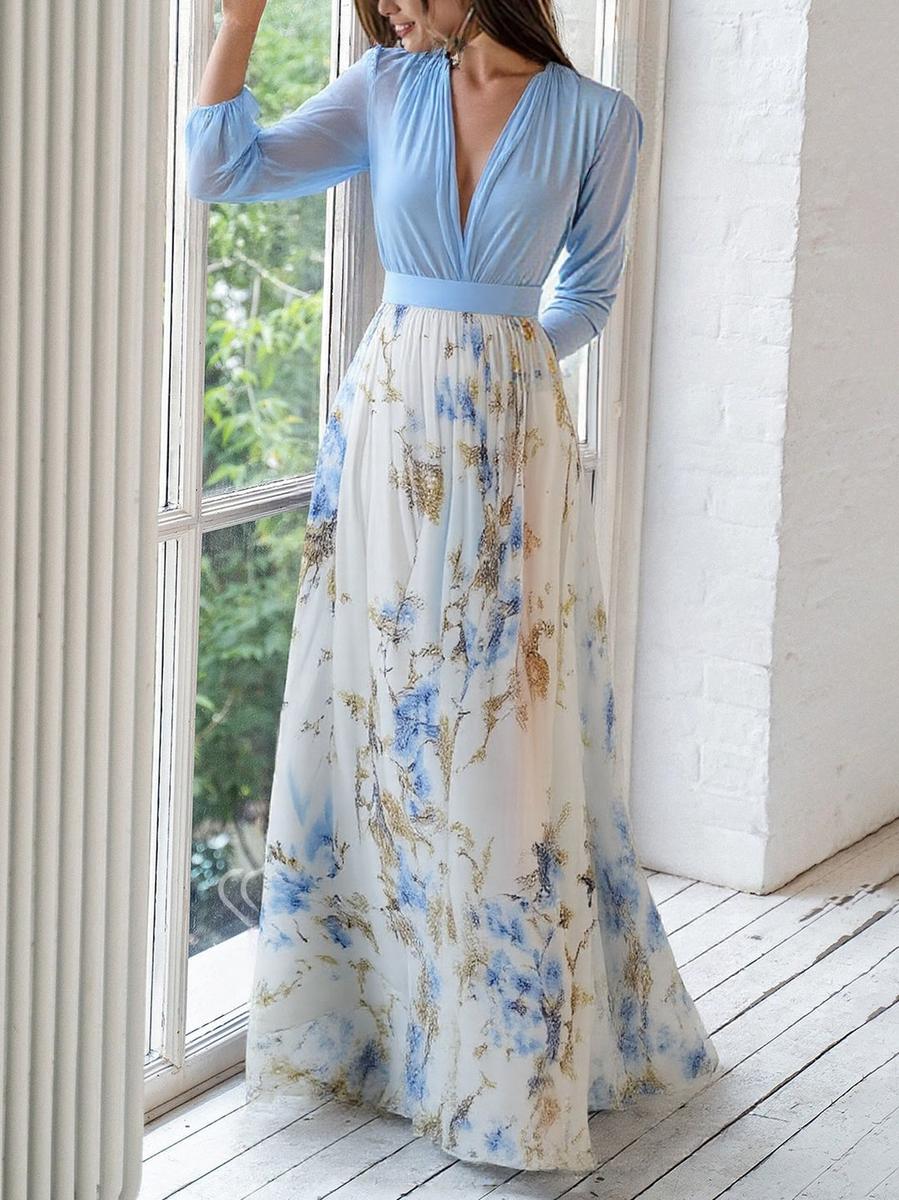 EUGENIA | Elegant Maxi Dress with Floral Pattern