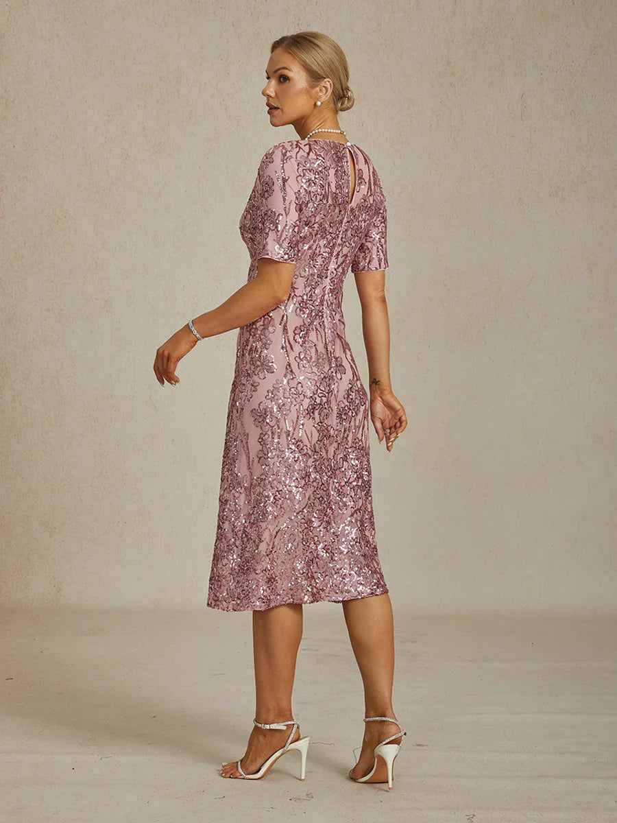 Elegant V-Neck Sequin Short Dress