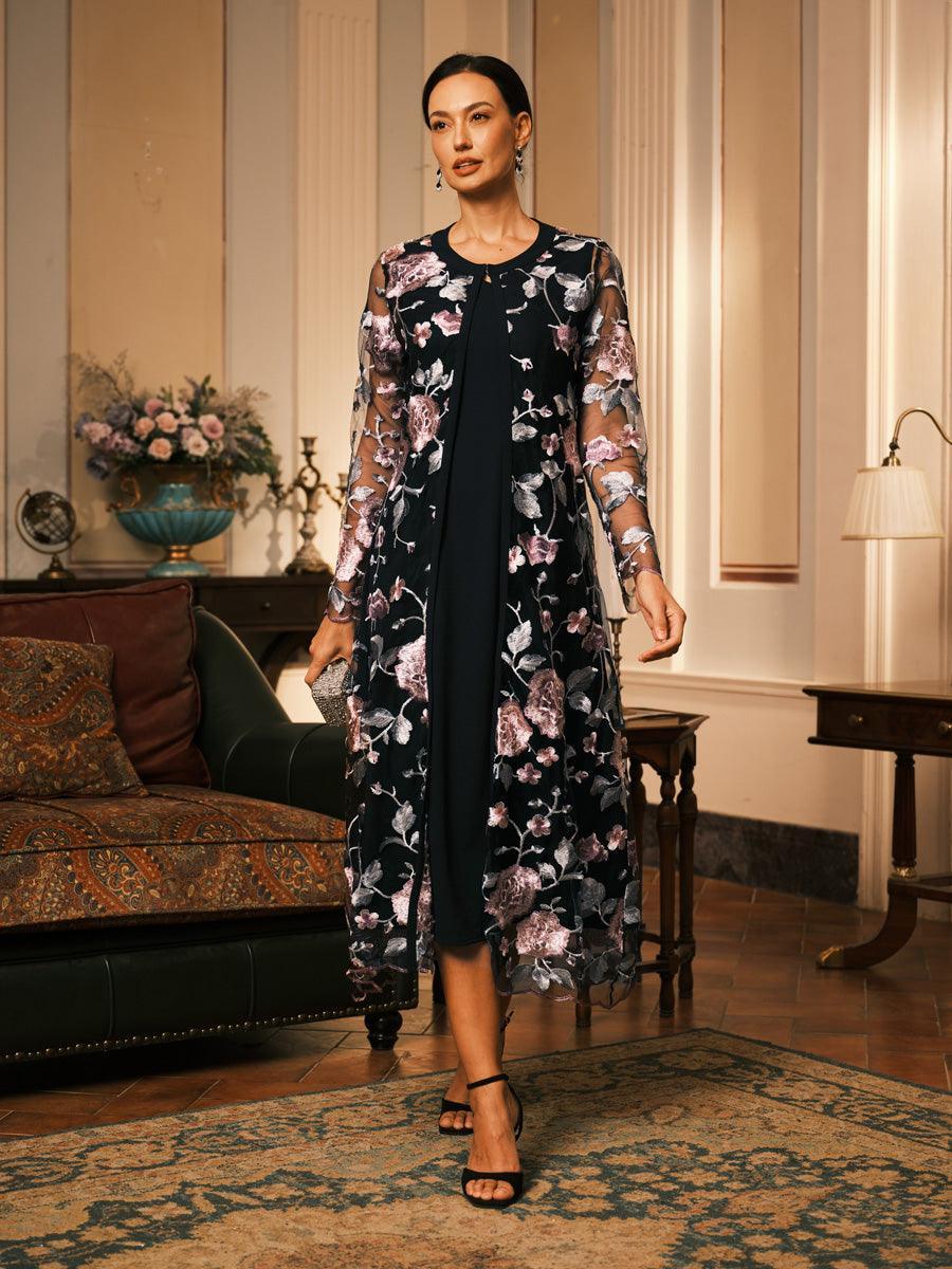 Long Floral Embroidered Lace Jacket