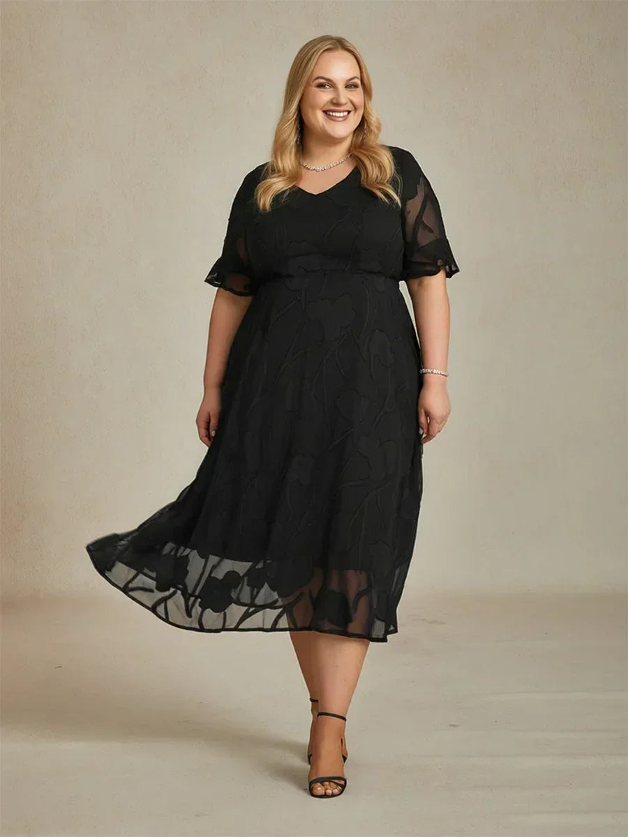 Ruffle Flutter Lace Maxi Dress