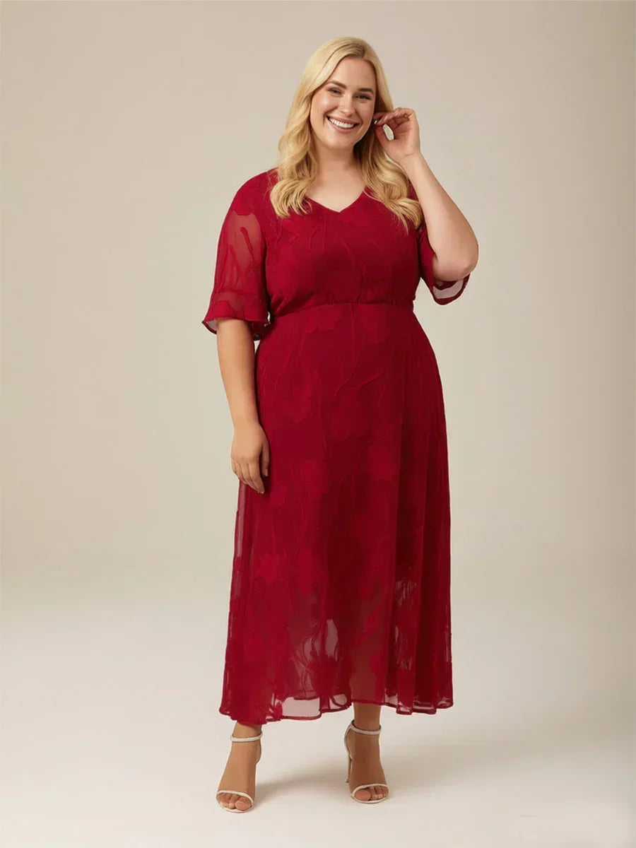 Ruffle Flutter Lace Maxi Dress