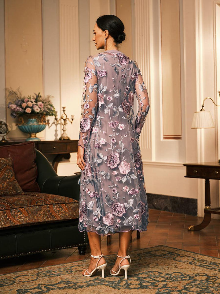 Long Floral Embroidered Lace Jacket