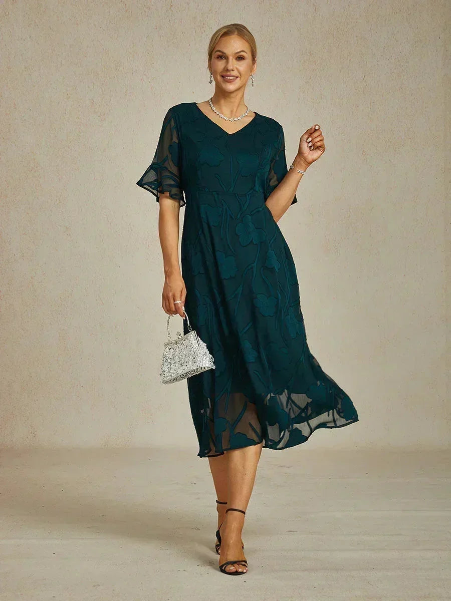 Ruffle Flutter Lace Maxi Dress