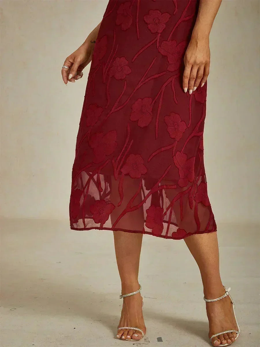 Ruffle Flutter Lace Maxi Dress